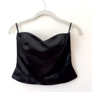 White House Black Market all black satin finish corset top